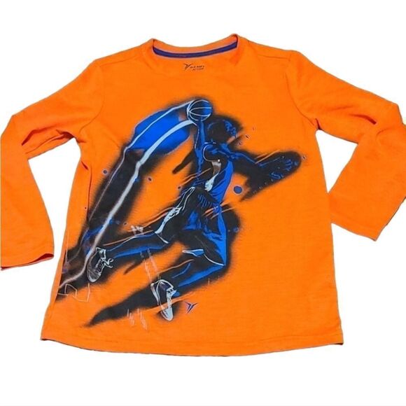 Old Navy Active Go-Dry Orange Boys Medium 8 Basketball Athletic Tee LS Shirt - Picture 1 of 4